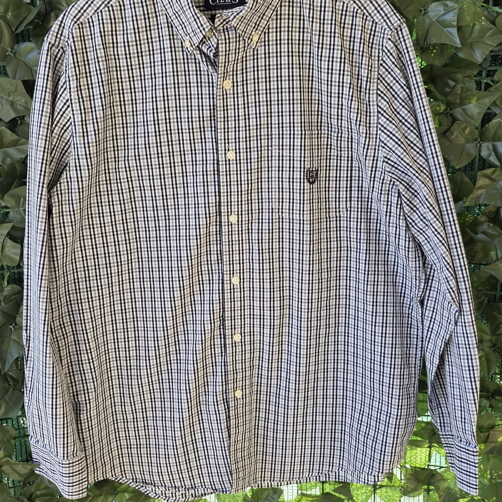 Chaps Men’s Black and White Plaid Button-Down Shirt